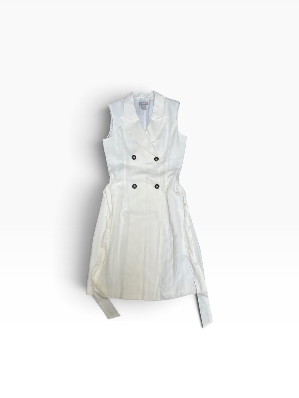 Sleeveless Double-Breasted Linen Vest Dress